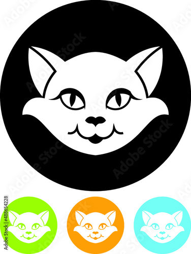Cute cartoon cat face vector icon