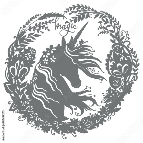 Papercut and cricut unicorn template vector illustration 9