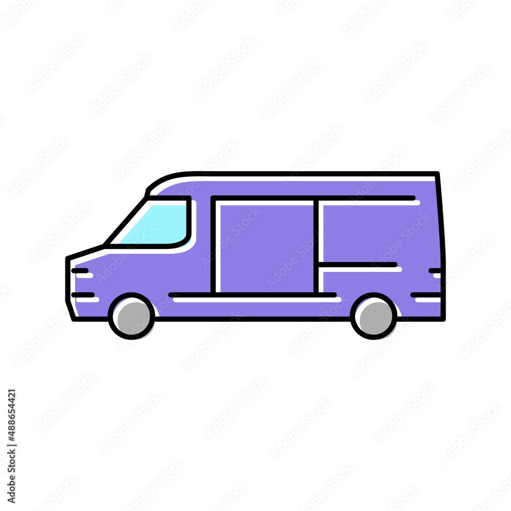 cargo van car color icon vector illustration