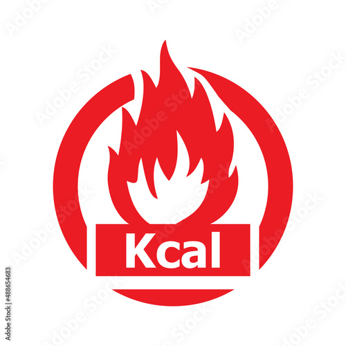 Calories burn icon. Kcal symbol. Vector illustration of design for web, app, banner. Fitness and sport concept. Fat burning symbol isolated on white background.