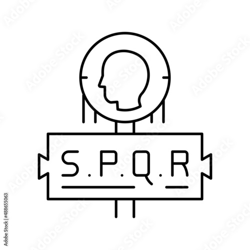 flag legionary ancient rome line icon vector illustration