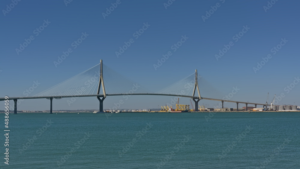 The Constitution of 1812 Bridge, also known as La Pepa Bridge, across the Bay of Cadiz, linking Cadiz with Puerto Real. Andalusia, Spain The Constitution of 1812 Bridge, also known as La Pepa Bridge, across the Bay of Cadiz, linking Cadiz with Puerto Real. Andalusia, Spain