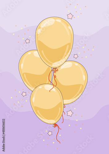 Kolorowe balony unoszące się w powietrzu. Wektorowa ilustracja imprezowych balonów wypełnionych helem. Dekoracje na urodziny, zabawę, sylwester, baby shower, walentynki, uroczystość, wesele, festiwal.