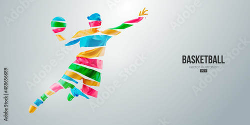 Abstract silhouette of a basketball player man in action isolated white background. Vector illustration