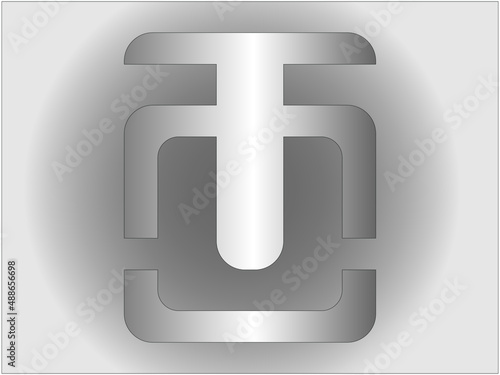 Grafika wektorowa przedstawiająca obiekt powstały w wyniku przekształceń figur geometrycznych i zastosowanie gradientu.