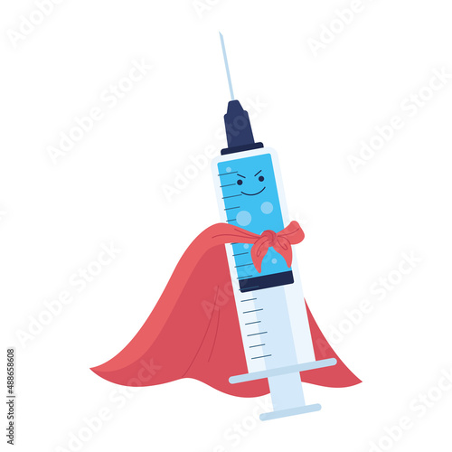 Isolated happy syringe with a hero cap Vector