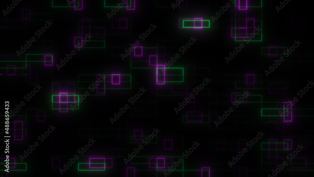 Pink and green digital square circuit modern animated background
