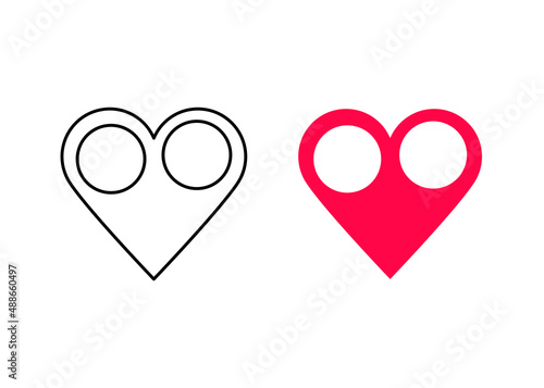 Location icon set in modern heart. Women's day bookmark icon from modern heart icons. Linear and colorful icon love and woman template. Simple linear vector white background.