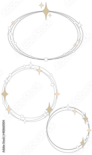 Astrology and mystical  Symbol, Round Frame with sparkle