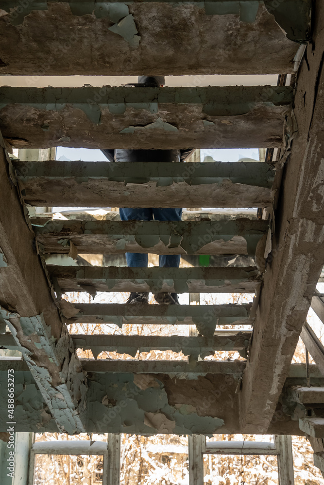 old abandoned building. Old stairs of an abandoned house. old room interior old abandoned building. Old stairs of an abandoned house. old room interior