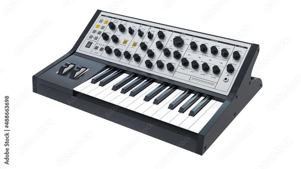 Fototapeta premium Black analog synthesizer 3D illustration