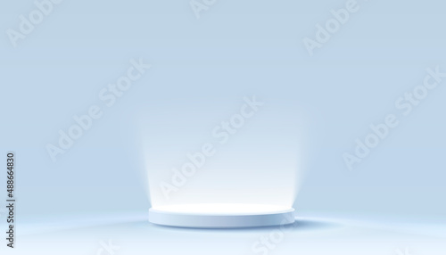 Stage podium with lighting, Stage Podium Scene with for Award, Decor element background. Vector