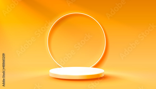 Advertising podium for product presentation. Decor element background. Vector