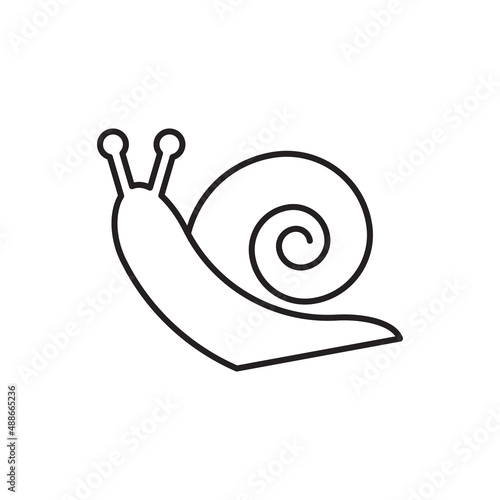 Snail icon, black line isolated on white background, vector illustration.