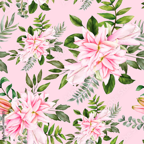 Beautiful watercolor floral seamless pattern