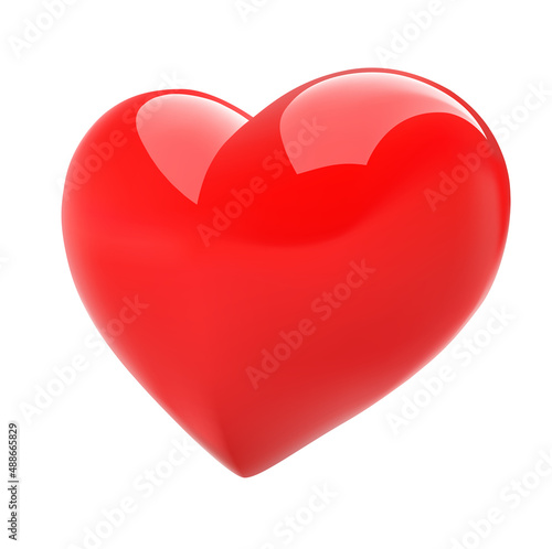 3d red heart vector illustration. 3D shaped glossy shiny heart decoration element.