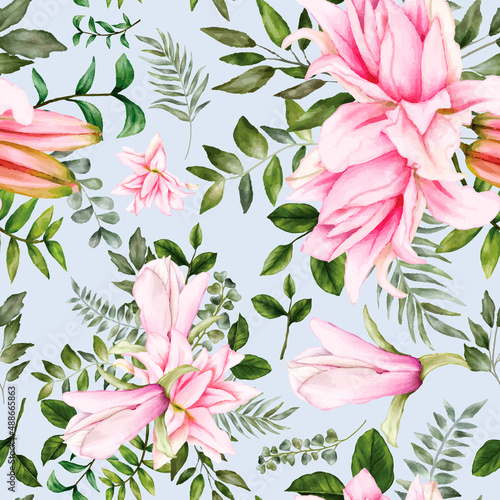 Beautiful watercolor floral seamless pattern