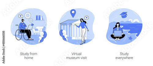 Online education opportunities isolated cartoon vector illustrations set.