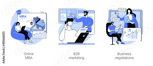Online business courses isolated cartoon vector illustrations se