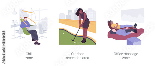 Recreation in smart office isolated cartoon vector illustrations set.