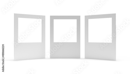 Three Correx boards, 3d render with clean white corrugated texture to showcase brandable selfie board templates for mockup and illustrations. Isolated on a white background. photo