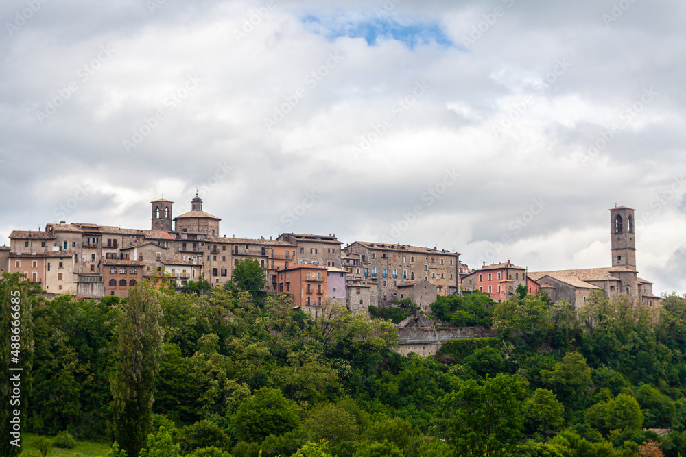 Skyline of the medieval town Leonessa, province of Rieti, Lazio