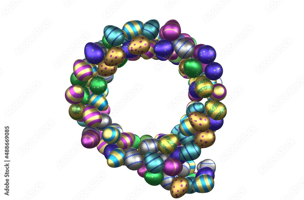 Shiny Easter Egg Themed Font Letter Q Shiny Easter Egg Themed Font Letter Q