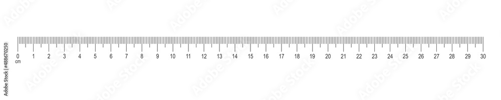Horizontal scale of ruler with 30 centimeters markup and numbers. Distance, height or length measurement math or sewing tool template. Vector outline illustration Horizontal scale of ruler with 30 centimeters markup and numbers. Distance, height or length measurement math or sewing tool template. Vector outline illustration