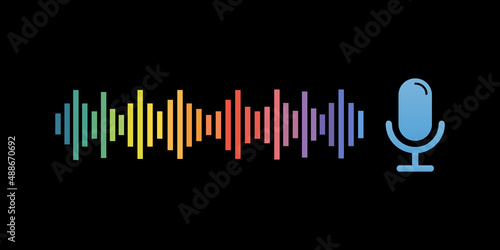 Voice assistant concept. Vector sound wave. Voice and sound recognition equalizer wave flow background. Personal assistant and voice recognition concept gradient vector