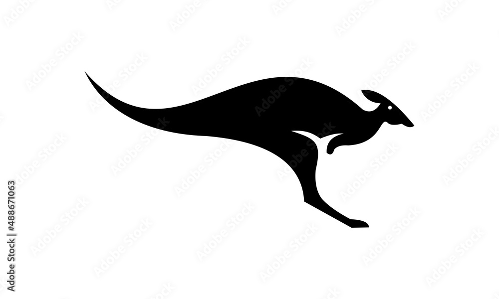 Fototapeta premium kangaroo black vector icon
