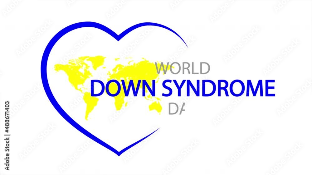 World down syndrome day heart world map, art video illustration. World down syndrome day heart world map, art video illustration.