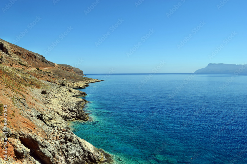 View on the an amazing scenery of Balos costal, beaches and turquoise sea