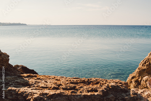 Beautiful view on open sea, rocks in first plan