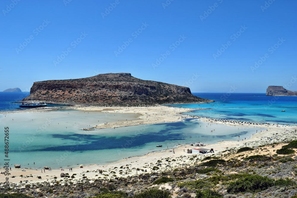 An amazing scenery of Balos lagoon, beaches and turquoise sea on Crete