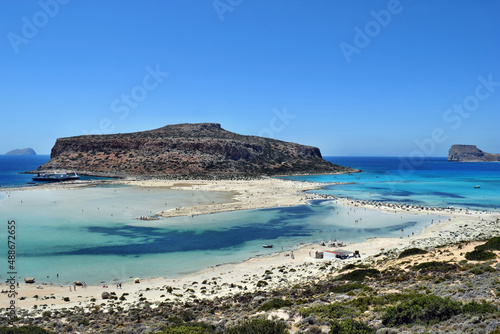 An amazing scenery of Balos lagoon, beaches and turquoise sea on Crete