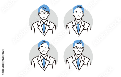 白衣の男性ドクターアイコンセット