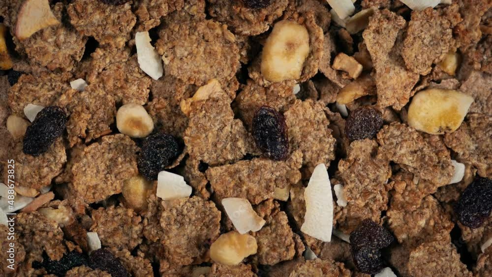 Healthy Fruit And Nut Cereal Turning Slowly Healthy Fruit And Nut Cereal Turning Slowly