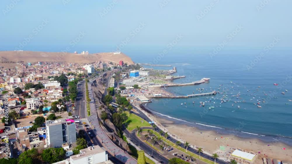Aerial view of the Chorrillos boardwalk in Lima, Peru Aerial view of the Chorrillos boardwalk in Lima, Peru