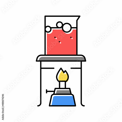 burner boiling chemical liquid color icon vector isolated illustration