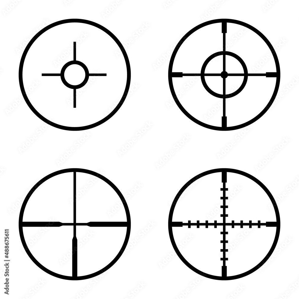 Crosshairs Flat Icon Set Isolated On White Background Crosshairs Flat Icon Set Isolated On White Background