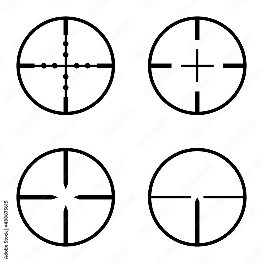 Crosshairs Flat Icon Set Isolated On White Background