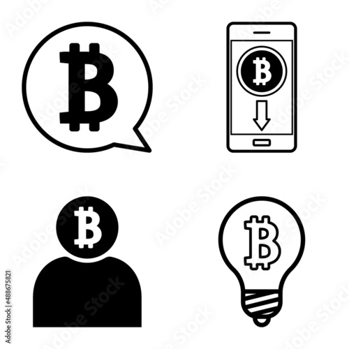 Bitcoins1-2 Flat Icon Set Isolated On White Background