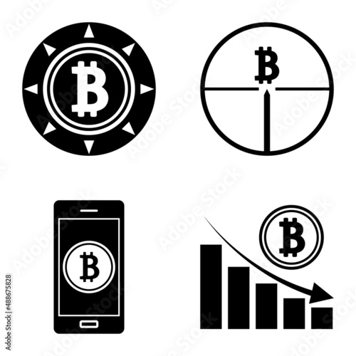 Bitcoins1-2 Flat Icon Set Isolated On White Background
