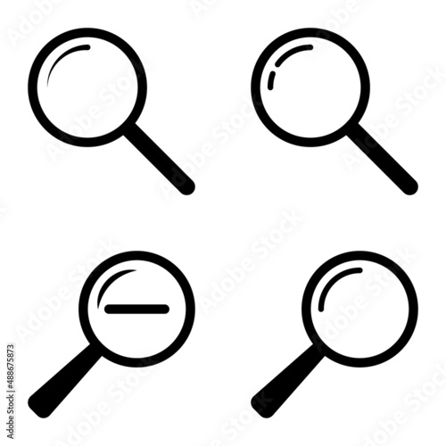 Magnifiers Flat Icon Set Isolated On White Background