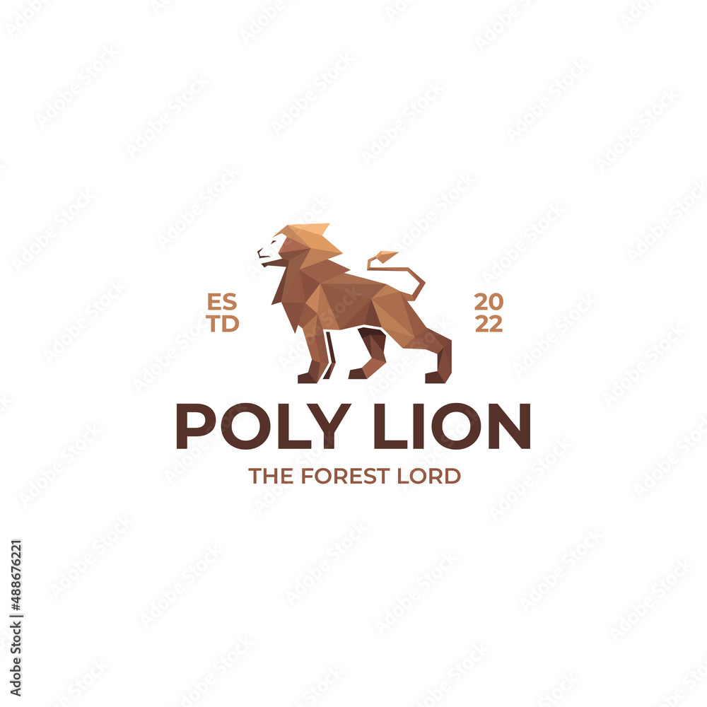 Geometric lion logo vintage retro vector template isolated on white background