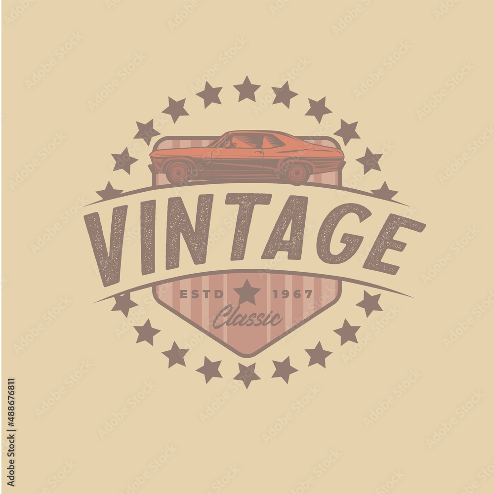 Obraz premium Vintage transportation signs collection for car service, auto parts, logo design template