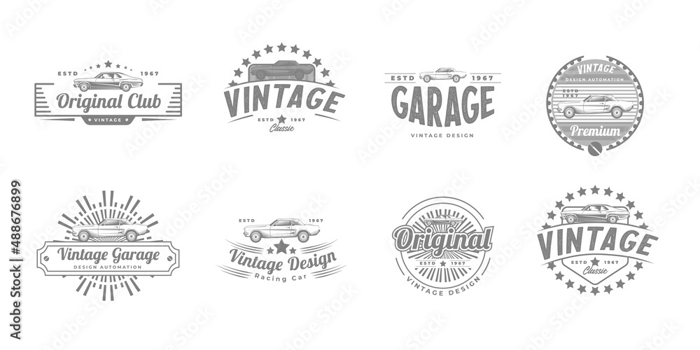 Mega pack Vintage transportation signs collection for car service, auto parts, logo design template