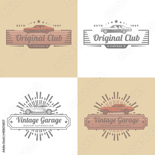 Mega pack Vintage transportation signs collection for car service, auto parts, logo design template