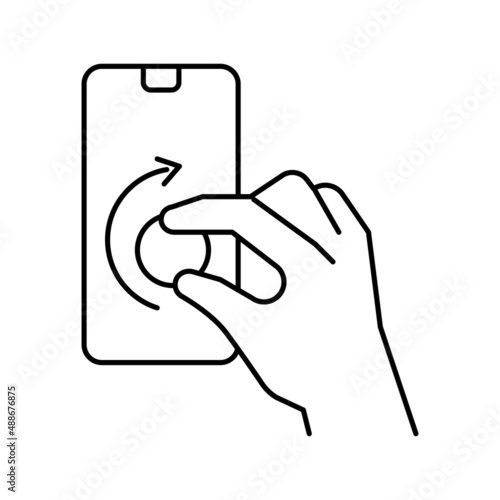 turning digital button on smartphone screen line icon vector illustration