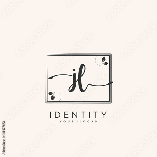 JL Handwriting logo vector of initial signature, wedding, fashion, jewerly, boutique, floral and botanical with creative template for any company or business. photo